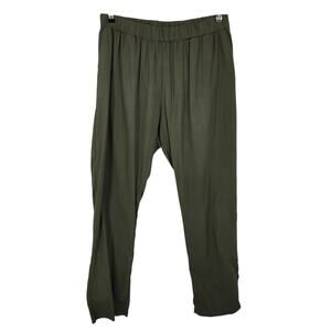 For Days Green 100% Cotton High Rise Pull On Elastic Waist Pocket Pants Size 2XL